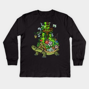 Psychedelic Aliens Trip Kids Long Sleeve T-Shirt